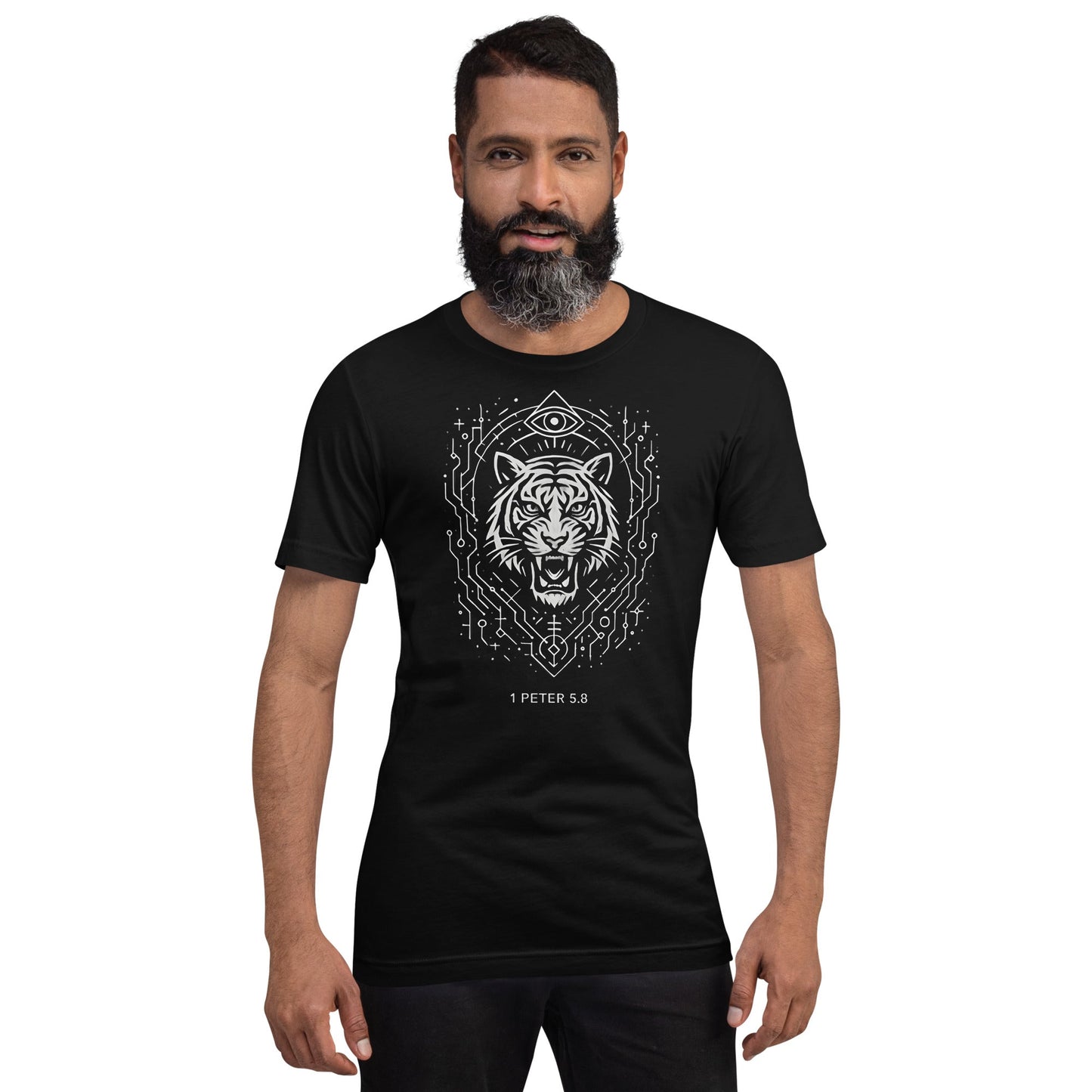 1 Peter 5:8 Unisex Black Christian T Shirt Unique Faith Design - WPiF