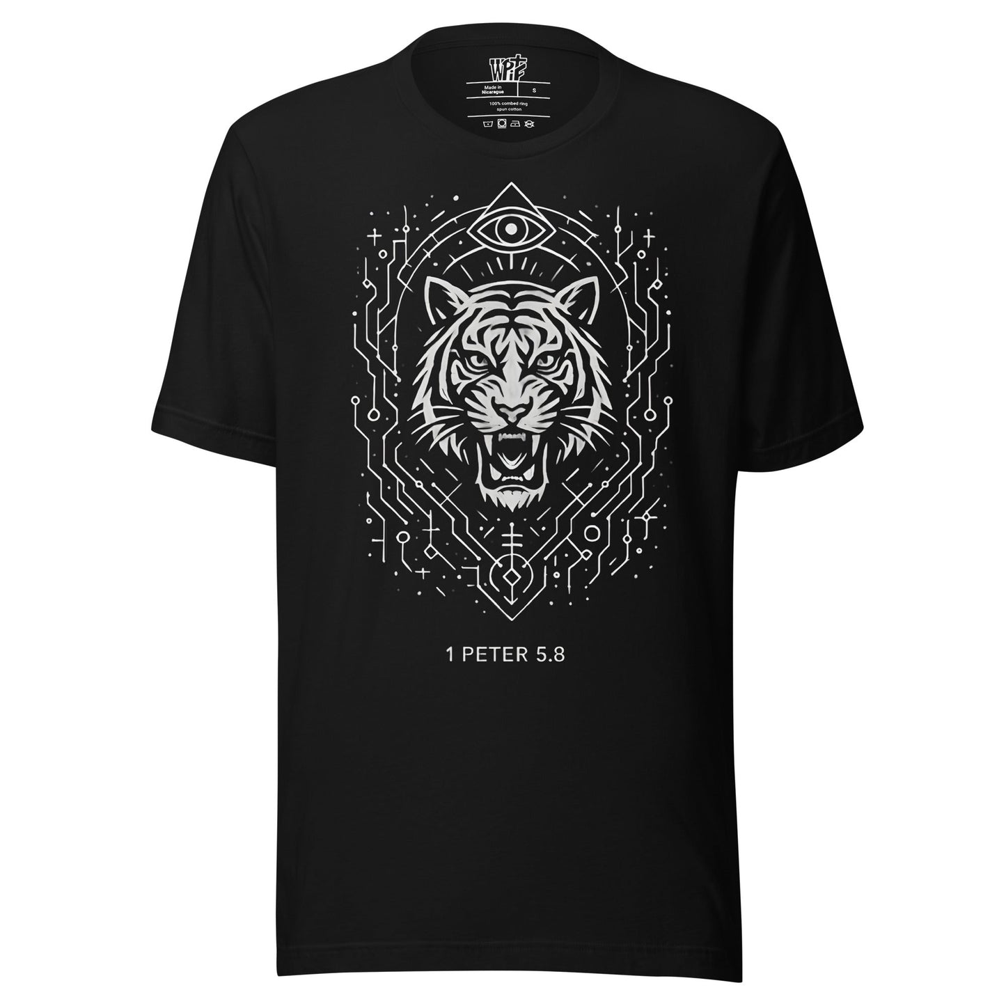 1 Peter 5:8 Unisex Black Christian T Shirt Unique Faith Design - WPiF