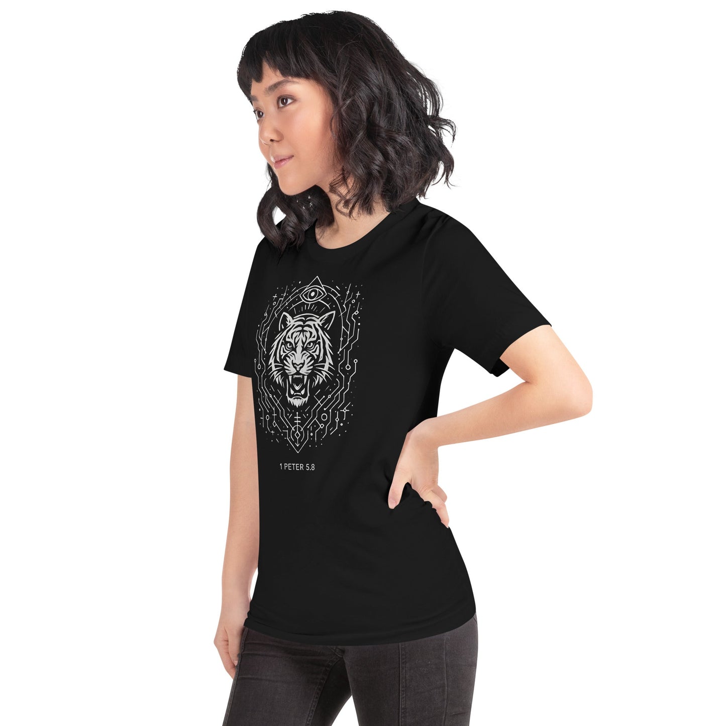 1 Peter 5:8 Unisex Black Christian T Shirt Unique Faith Design - WPiF