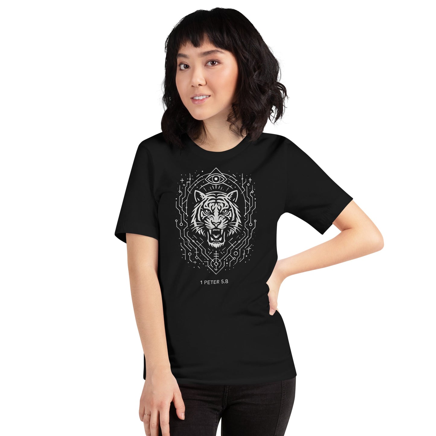 1 Peter 5:8 Unisex Black Christian T Shirt Unique Faith Design - WPiF