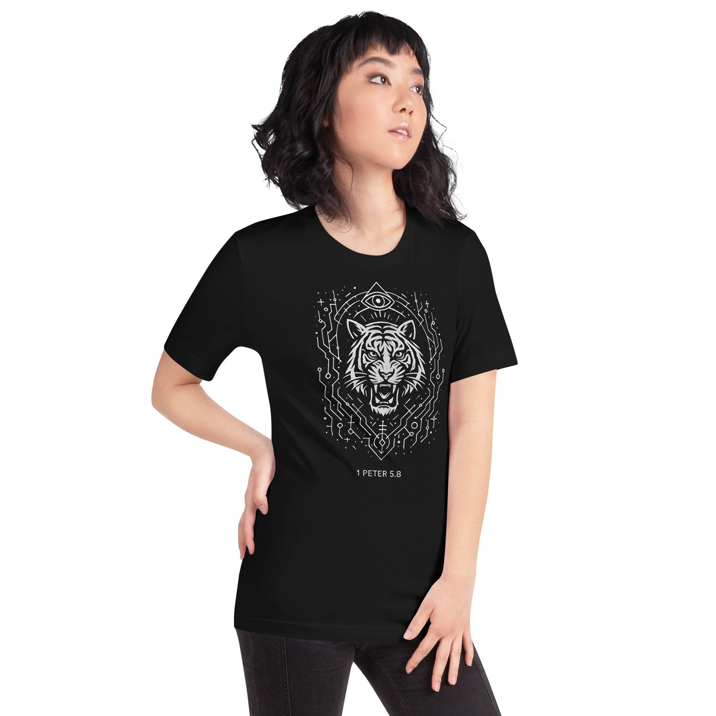 1 Peter 5:8 Unisex Black Christian T Shirt Unique Faith Design - WPiF