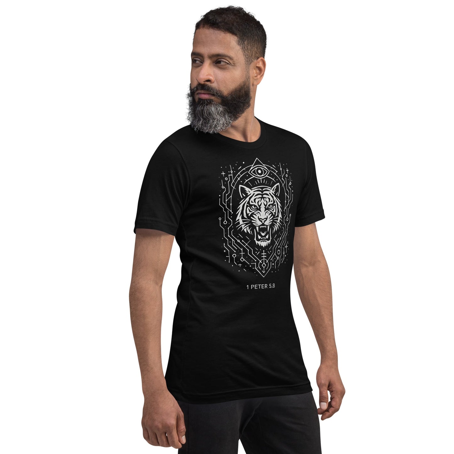 1 Peter 5:8 Unisex Black Christian T Shirt Unique Faith Design - WPiF