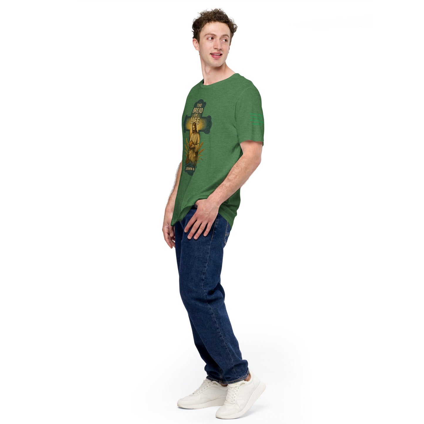 Bread of Life Unisex Green Christian T-Shirt Faith - Inspired Design - WPiF
