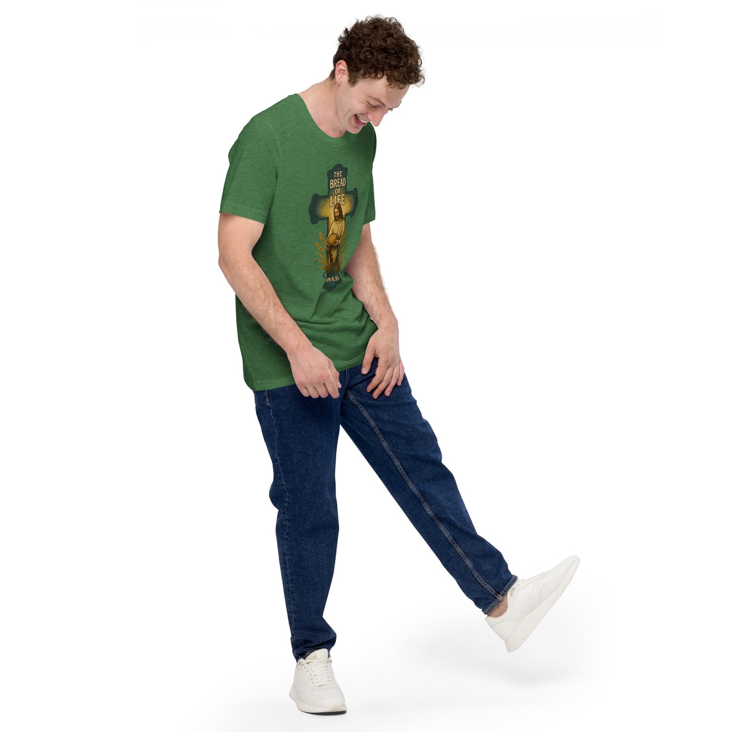 Bread of Life Unisex Green Christian T-Shirt Faith - Inspired Design - WPiF