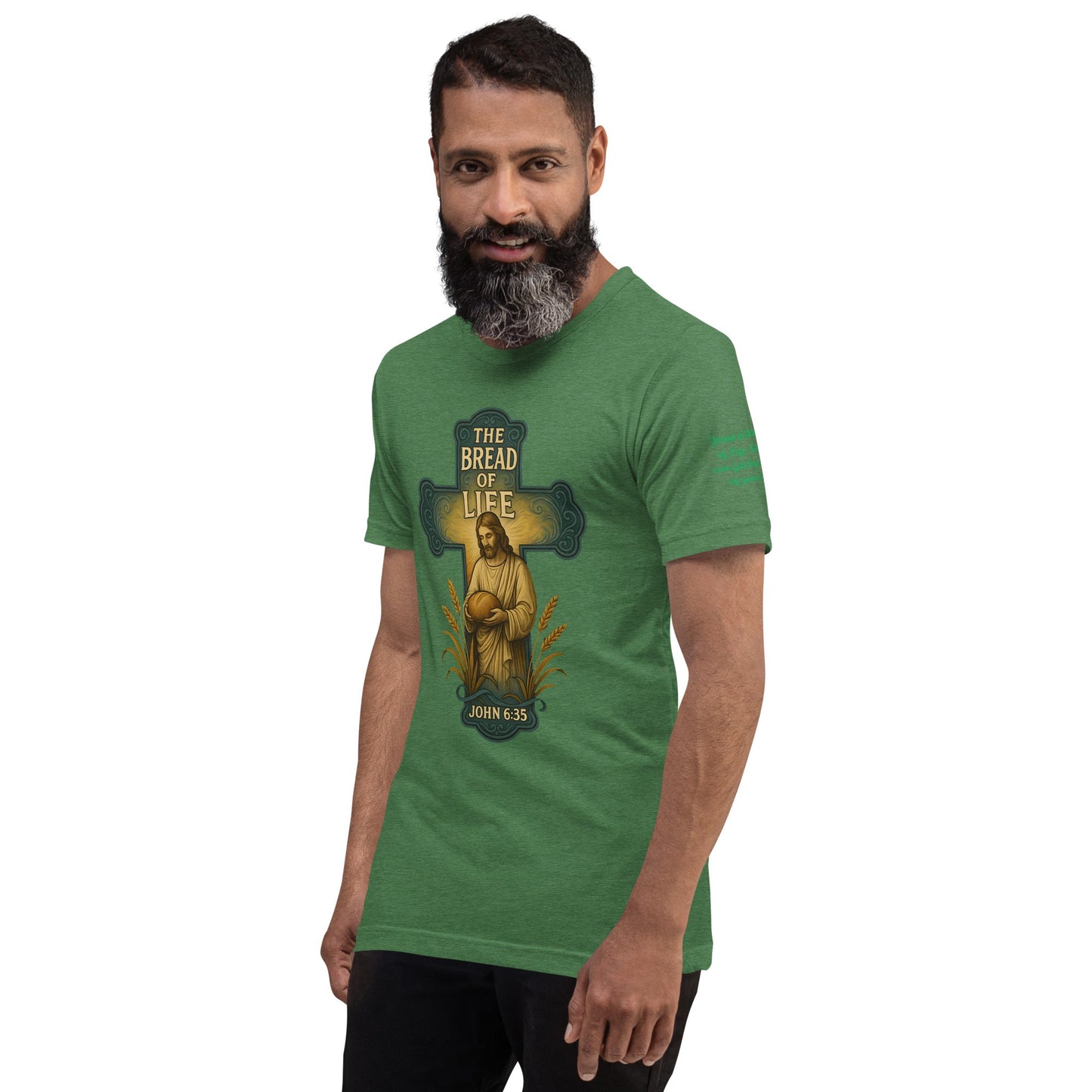 Bread of Life Unisex Green Christian T-Shirt Faith - Inspired Design - WPiF