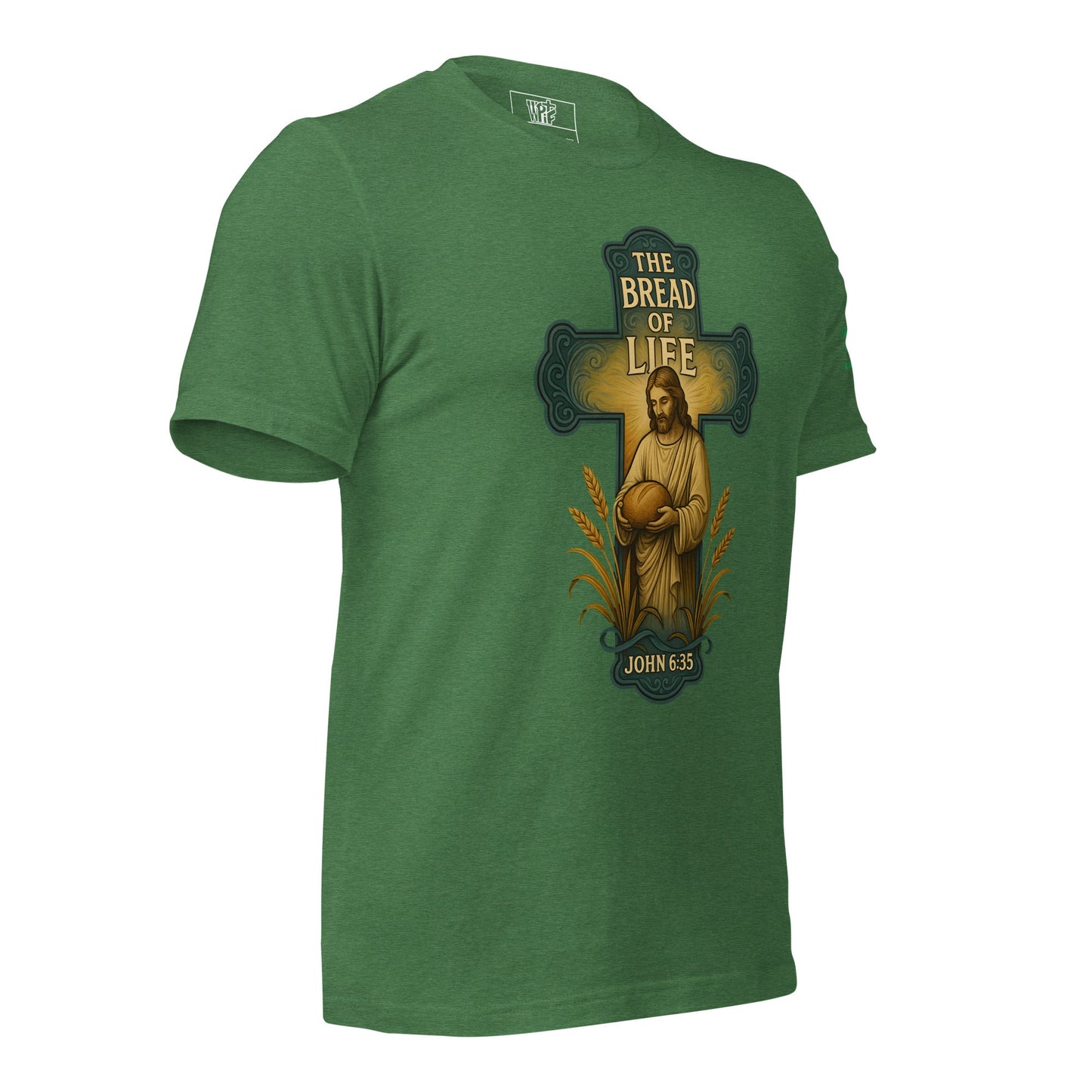 Bread of Life Unisex Green Christian T-Shirt Faith - Inspired Design - WPiF