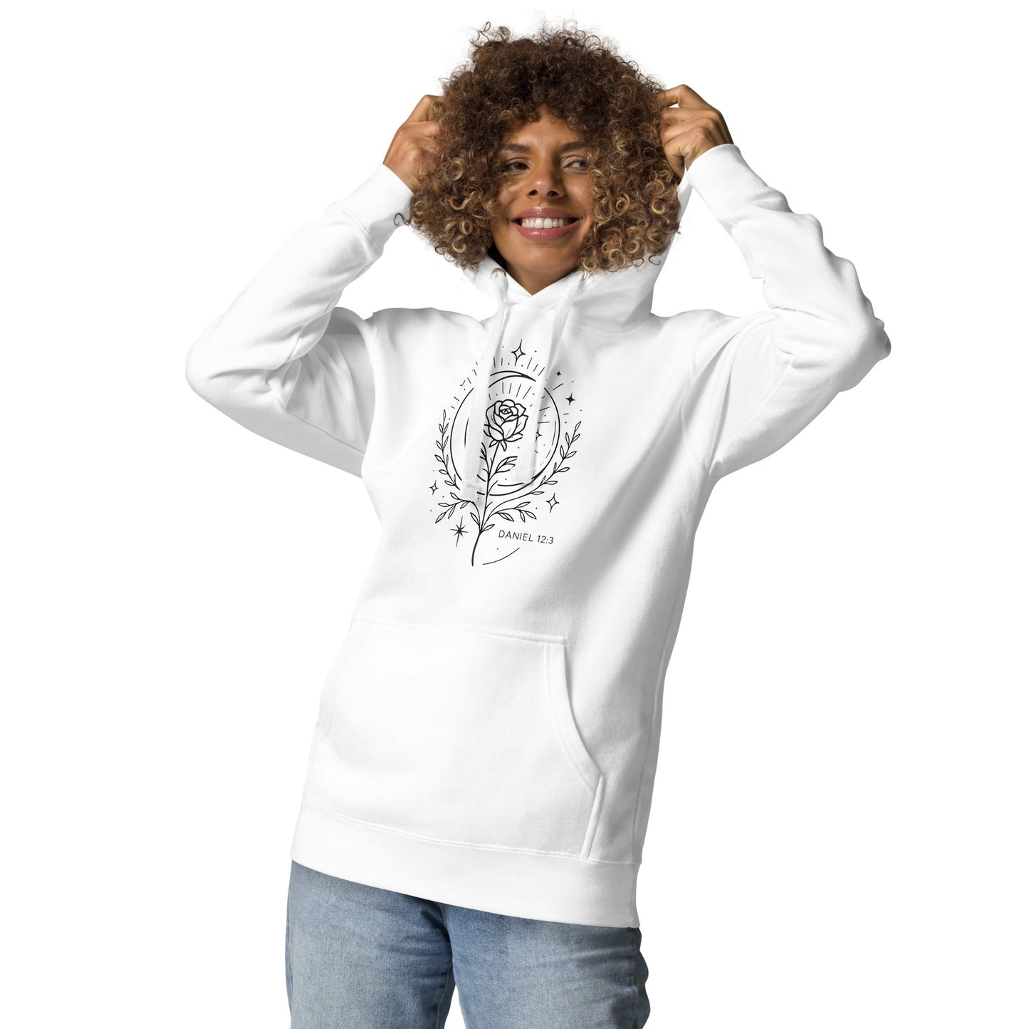 Daniel 12:3 Unisex White Christian Hoodie Shine Like the Stars - WPiF
