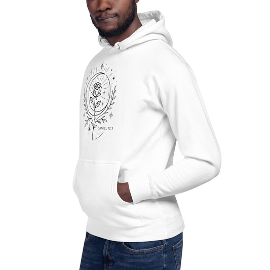 Daniel 12:3 Unisex White Christian Hoodie Shine Like the Stars - WPiF