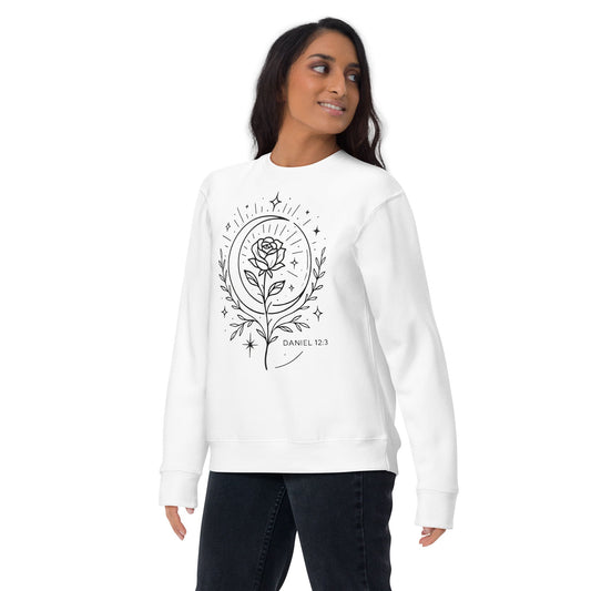 Daniel 12:3 Unisex White Christian Sweater Shine Forever Faith - WPiF
