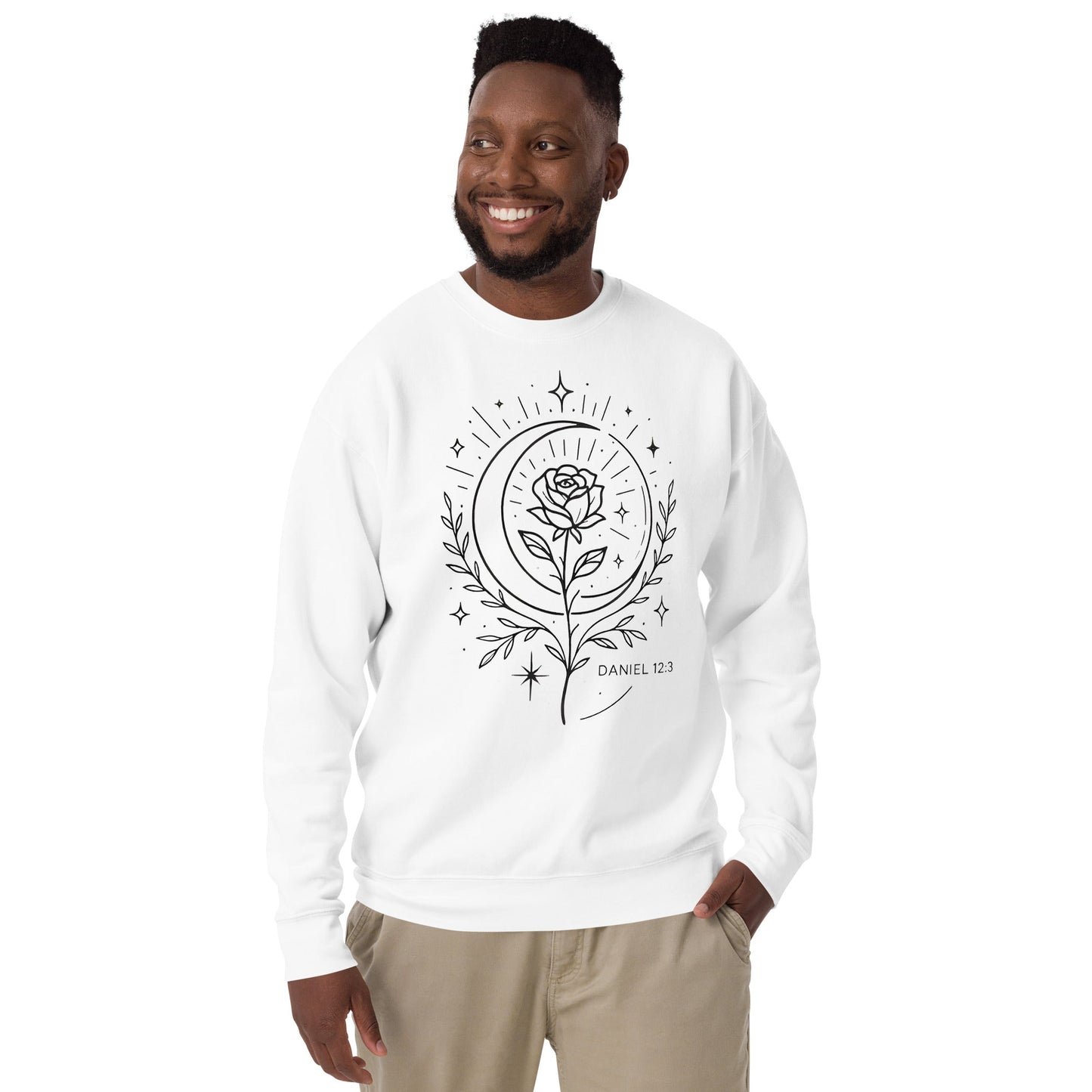 Daniel 12:3 Unisex White Christian Sweater Shine Forever Faith - WPiF