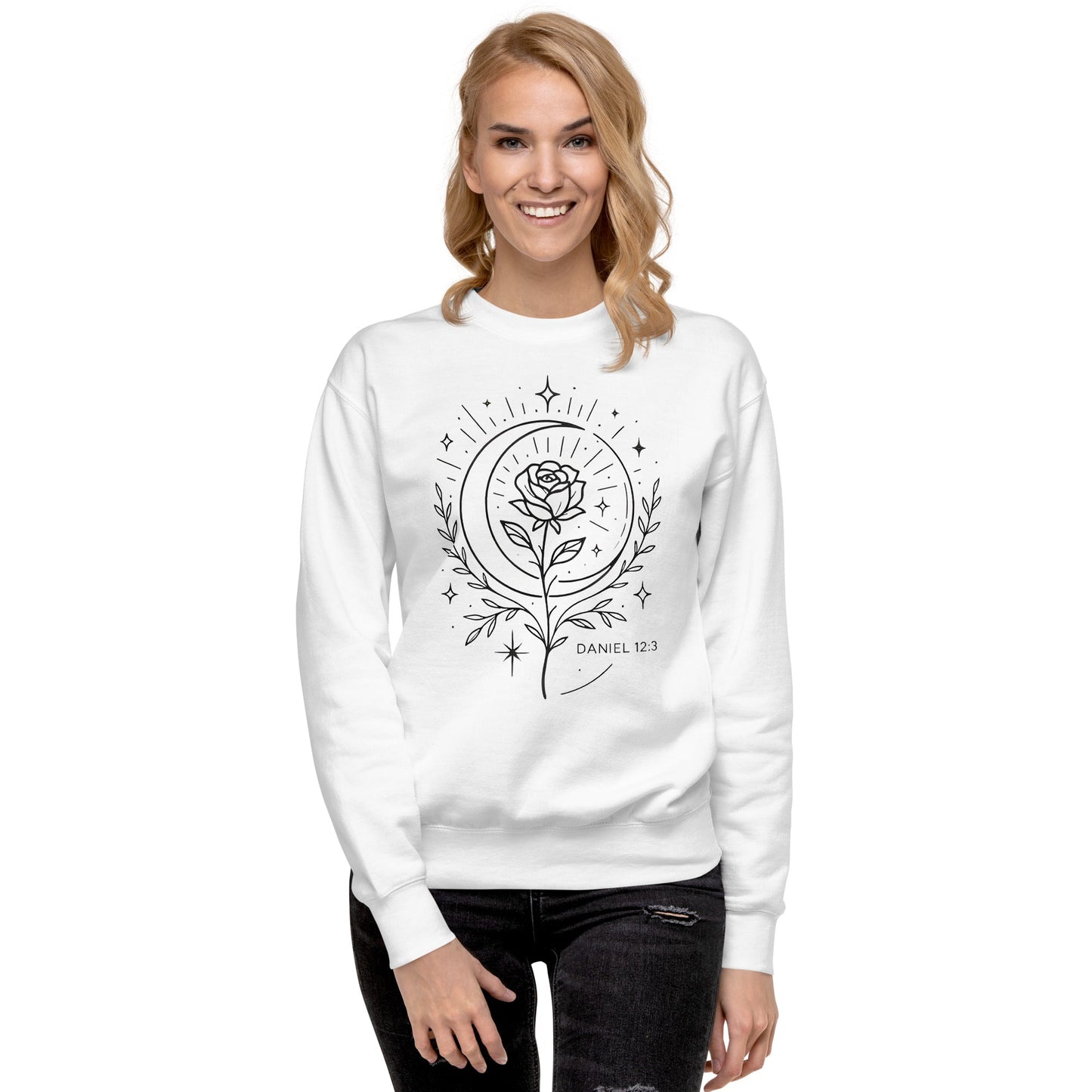 Daniel 12:3 Unisex White Christian Sweater Shine Forever Faith - WPiF