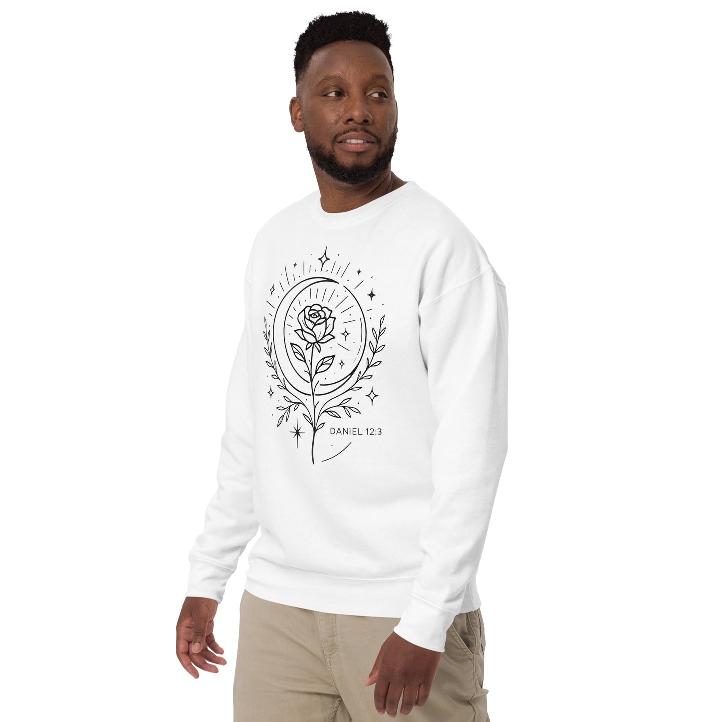 Daniel 12:3 Unisex White Christian Sweater Shine Forever Faith - WPiF