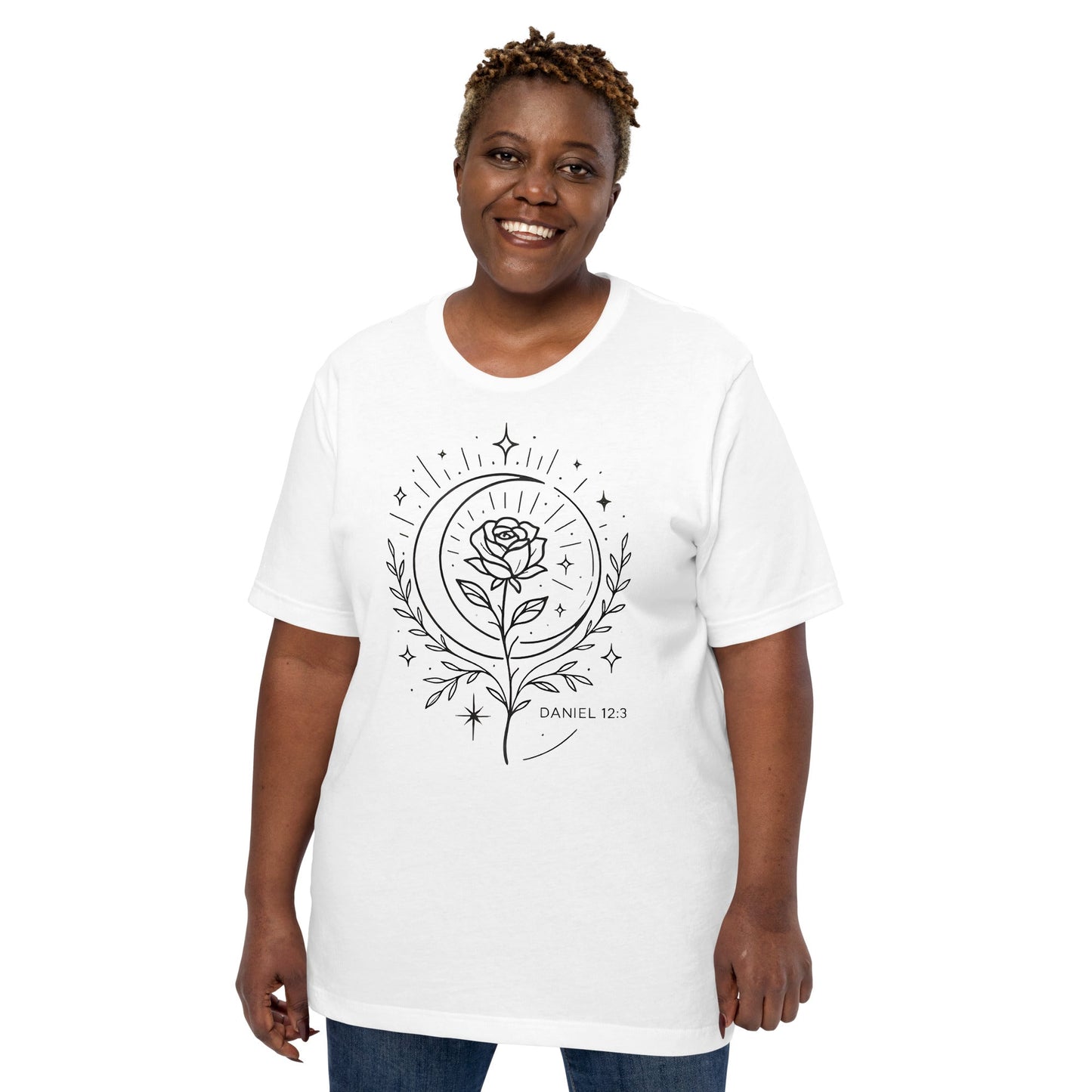Daniel 12:3 Unisex White Christian T-Shirt Those Who Shine Faith Design - WPiF