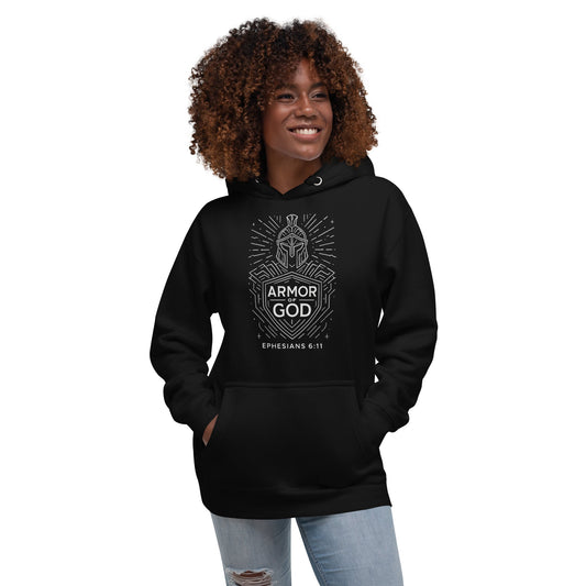 Ephesians 6:11 Unisex Black Christian Hoodie Armour of God - WPiF