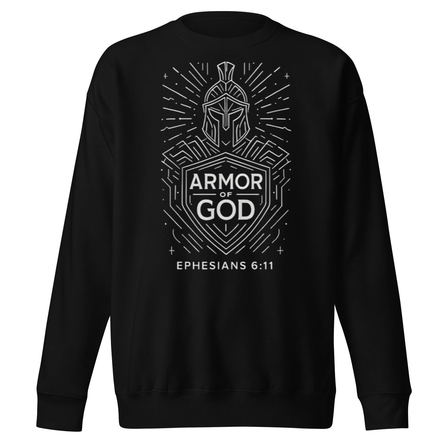 Ephesians 6:11 Unisex Black Christian Sweater Armour of God - WPiF