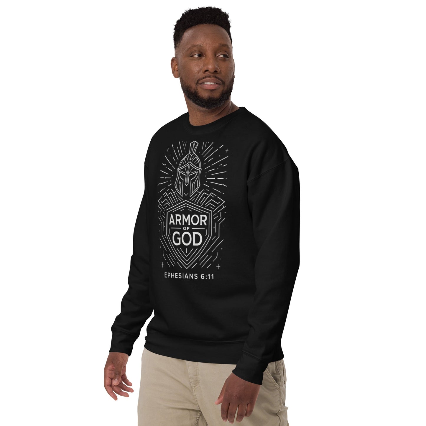 Ephesians 6:11 Unisex Black Christian Sweater Armour of God - WPiF