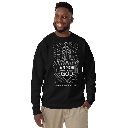 Ephesians 6:11 Unisex Black Christian Sweater Armour of God - WPiF