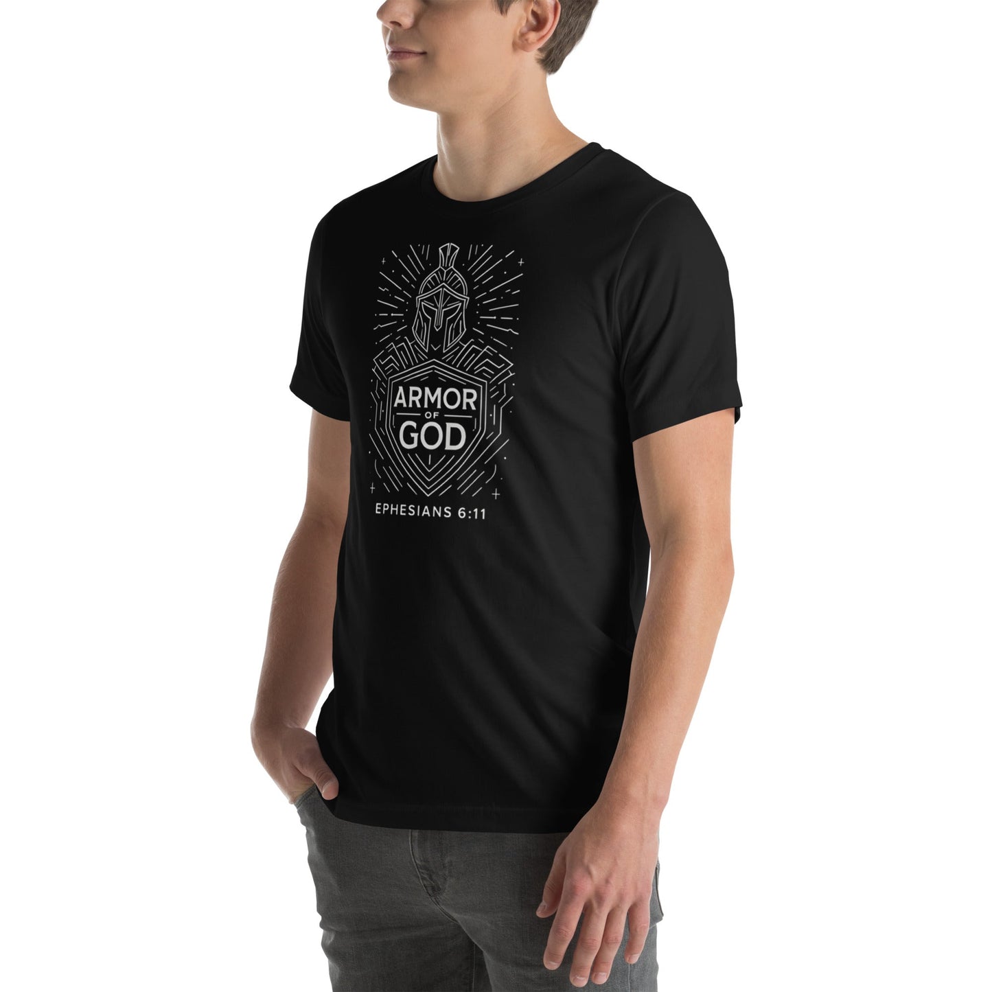 Ephesians 6:11 Unisex Black Christian T-Shirt Armour of God - WPiF