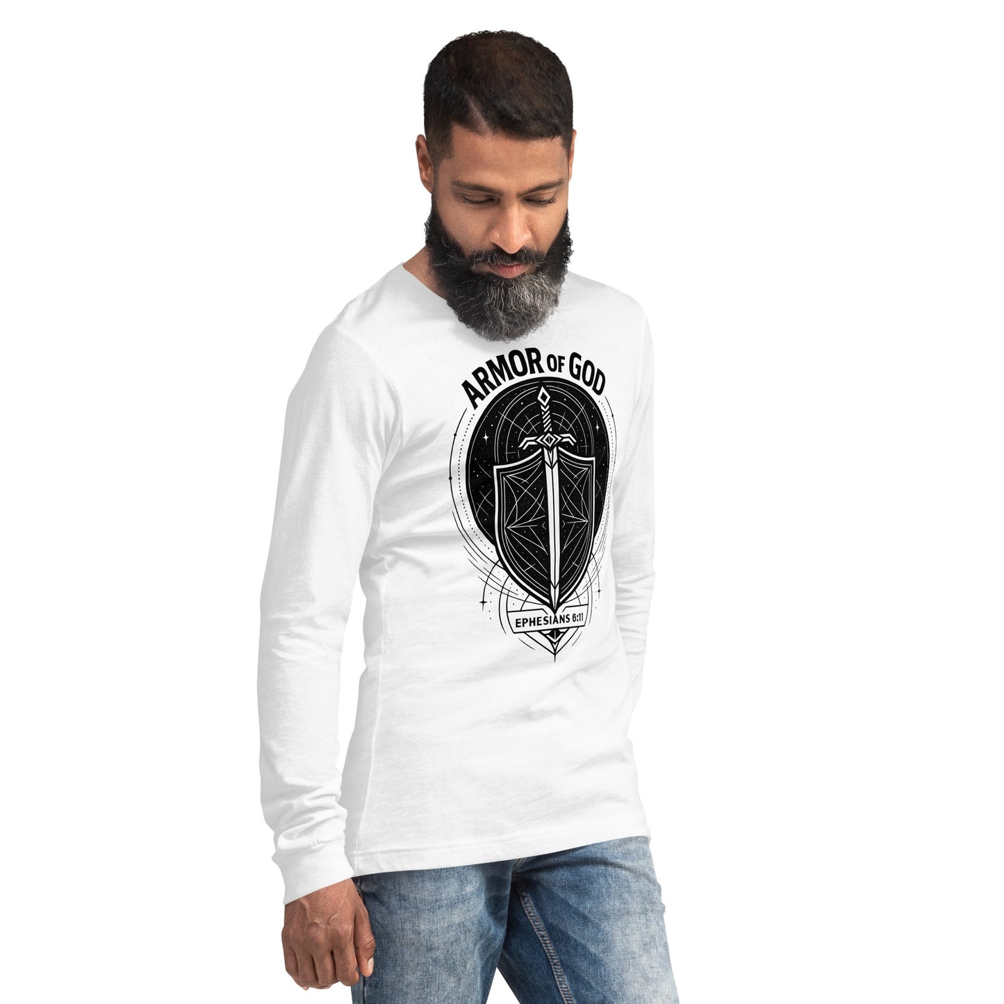 Ephesians 6:11 Unisex White Christian Long Sleeve Armour of God - WPiF