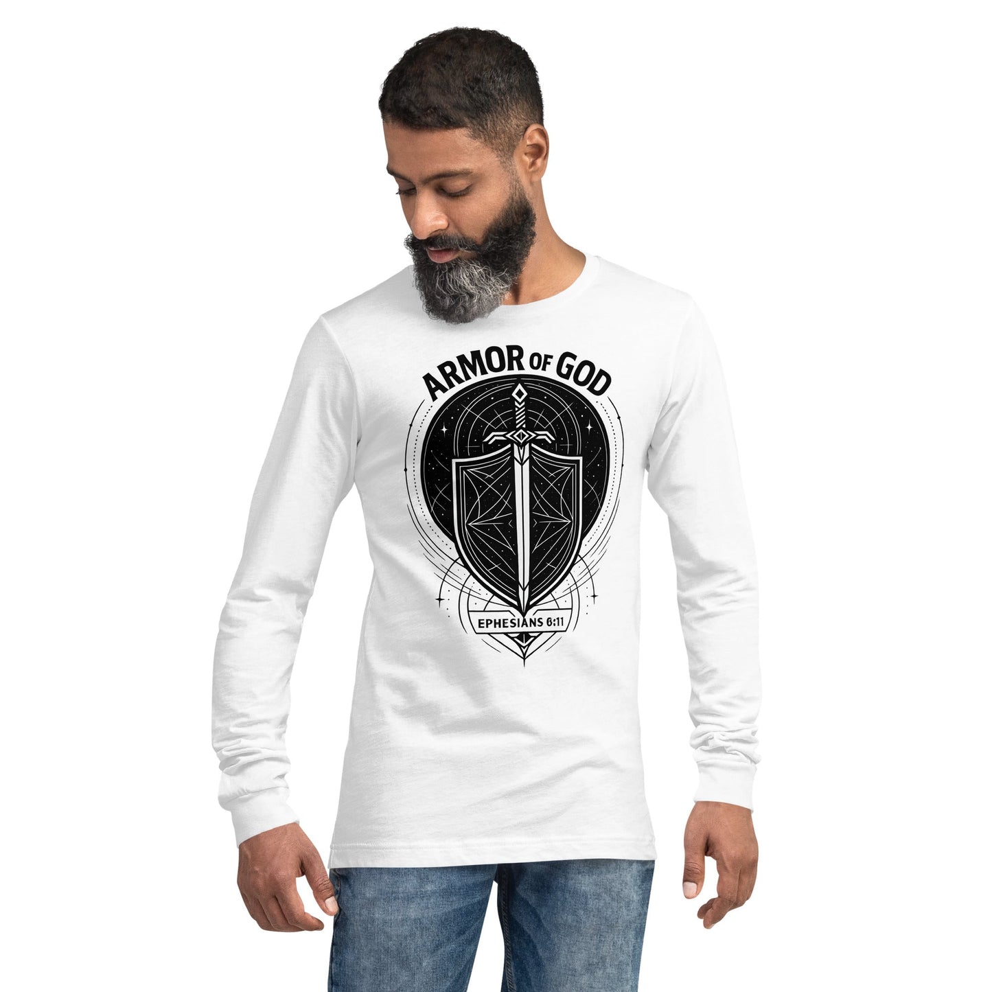 Ephesians 6:11 Unisex White Christian Long Sleeve Armour of God - WPiF