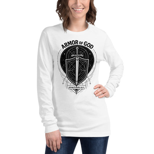Ephesians 6:11 Unisex White Christian Long Sleeve Armour of God - WPiF