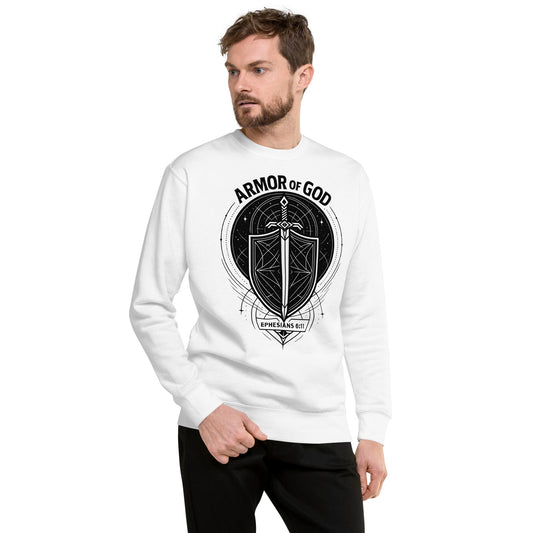 Ephesians 6:11 Unisex White Christian Sweater Armour of God - WPiF