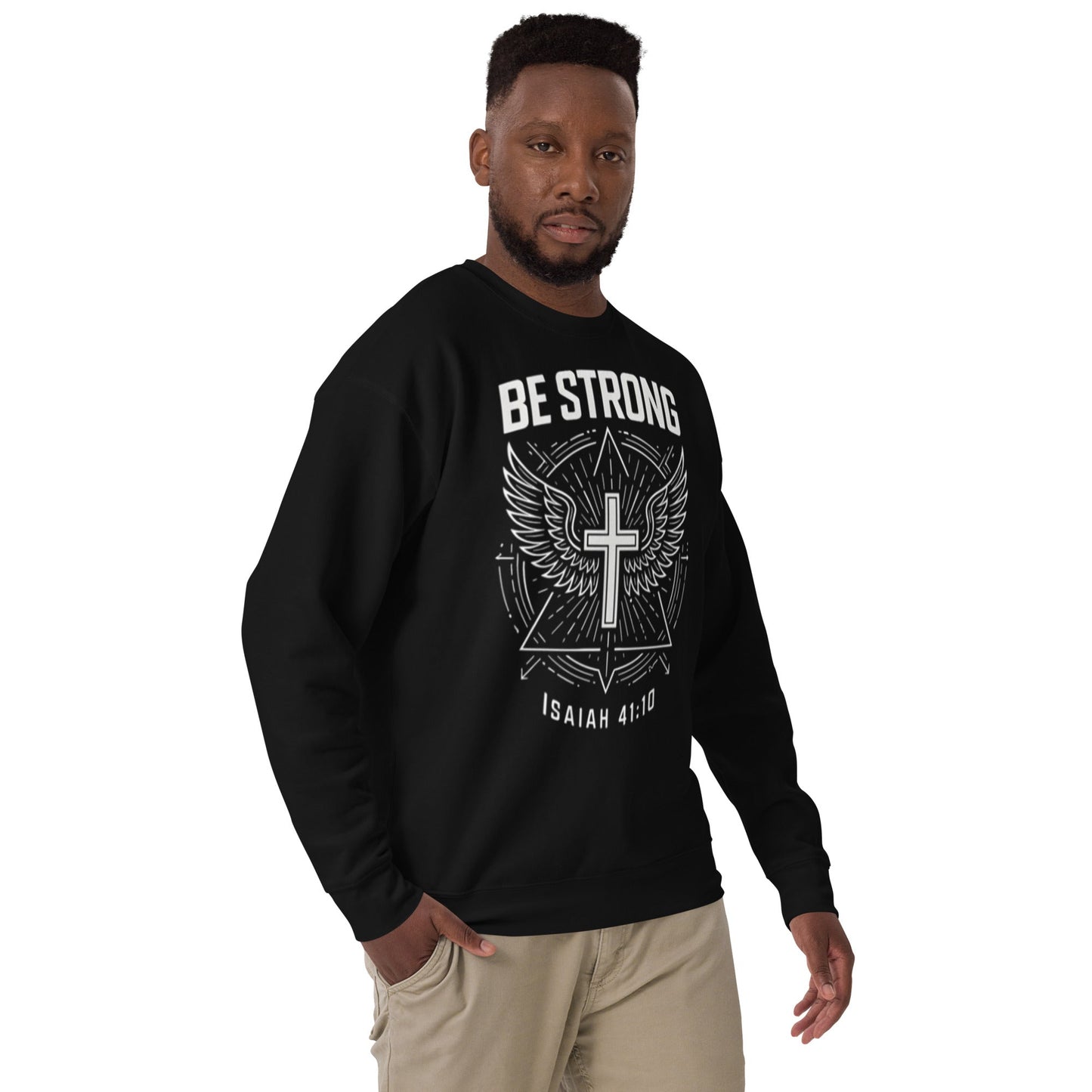 Isaiah 41:10 Unisex Black Christian Sweater Be Strong - WPiF