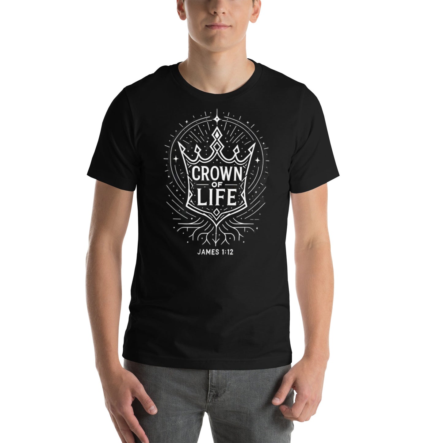 James 1:12 Unisex Black Christian T-Shirt Crown of Life - WPiF