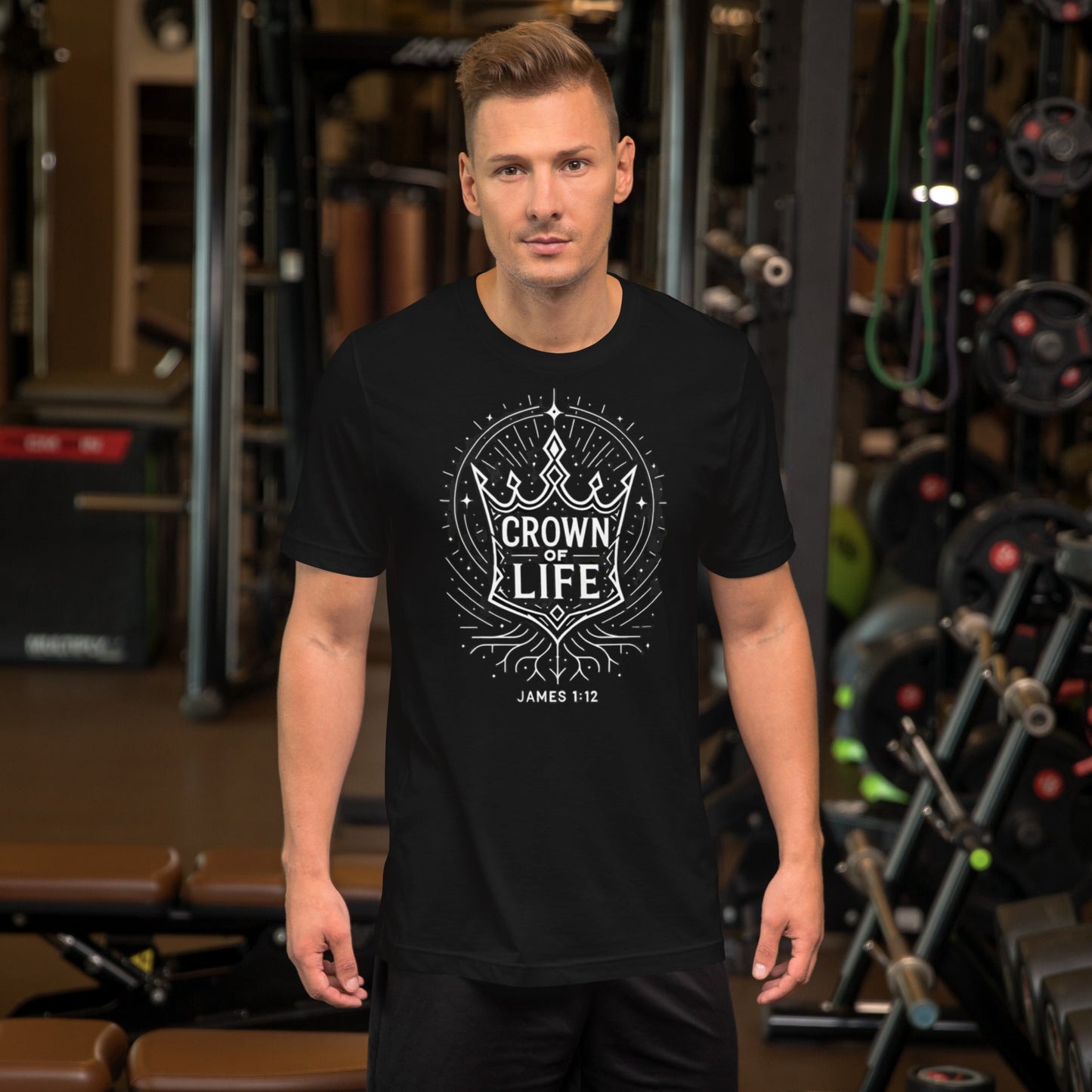 James 1:12 Unisex Black Christian T-Shirt Crown of Life - WPiF