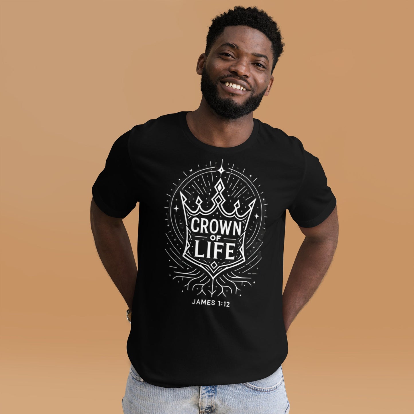 James 1:12 Unisex Black Christian T-Shirt Crown of Life - WPiF