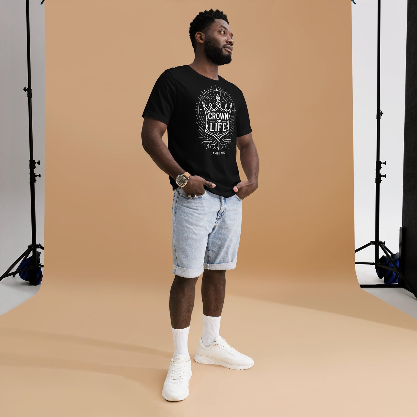 James 1:12 Unisex Black Christian T-Shirt Crown of Life - WPiF