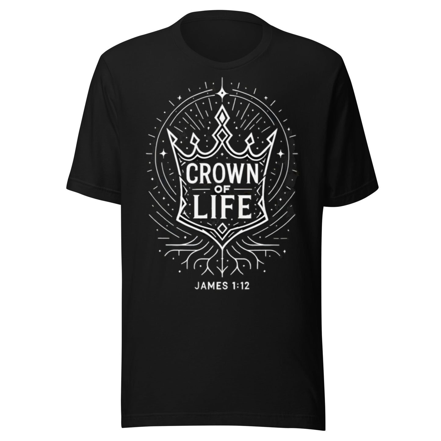James 1:12 Unisex Black Christian T-Shirt Crown of Life - WPiF