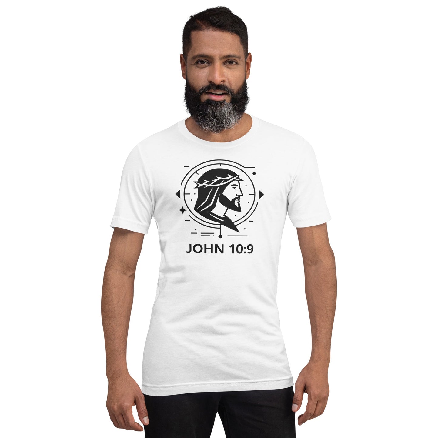 John 10:9 Unisex Christian White T-Shirt Unique Faith Design - WPiF