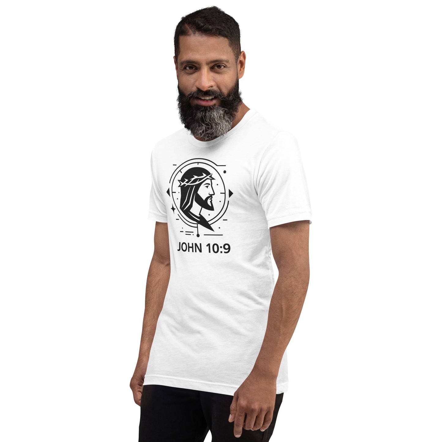 John 10:9 Unisex Christian White T-Shirt Unique Faith Design - WPiF