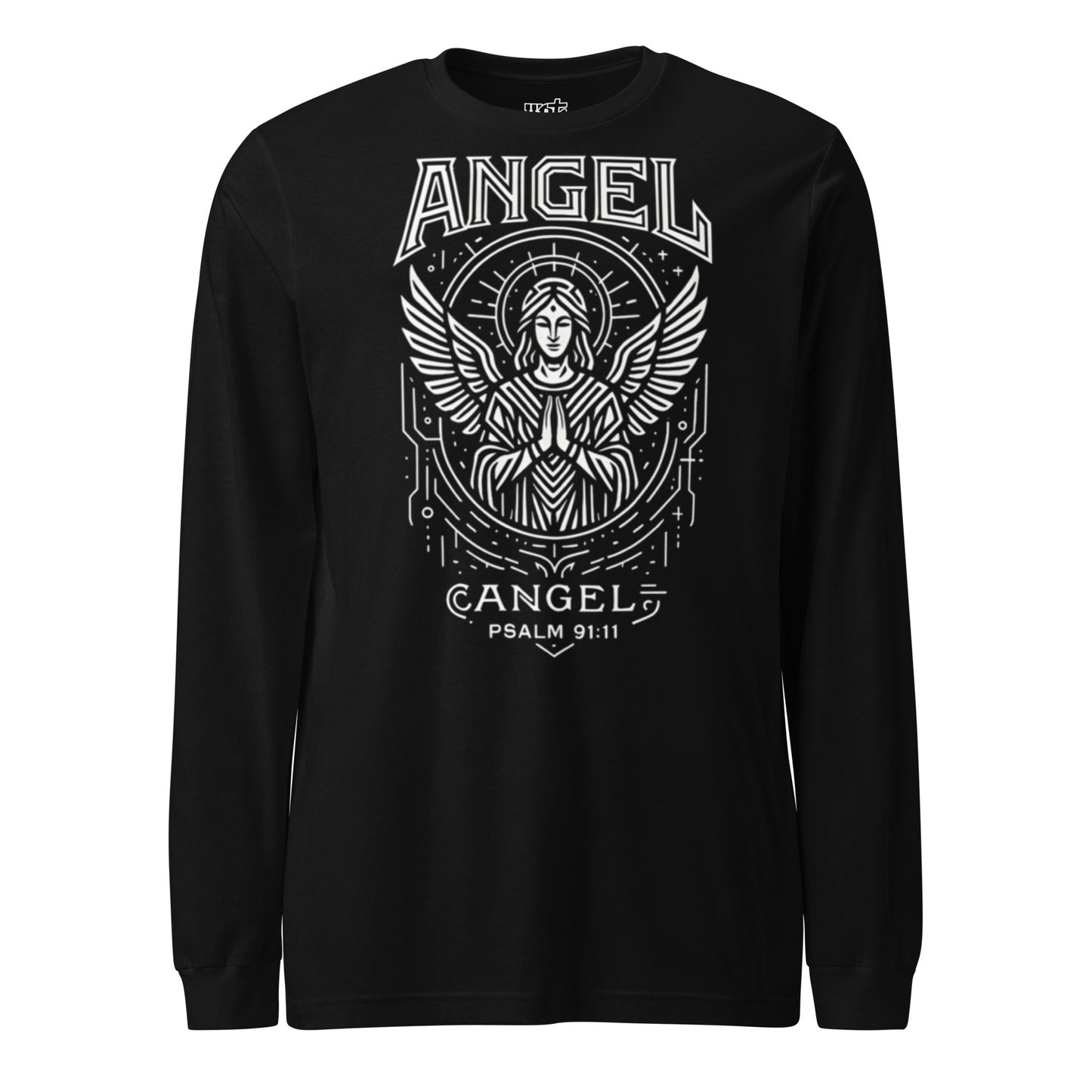 Psalm 91:11 Unisex Black Christian Long Sleeve Angel Faith Design - WPiF