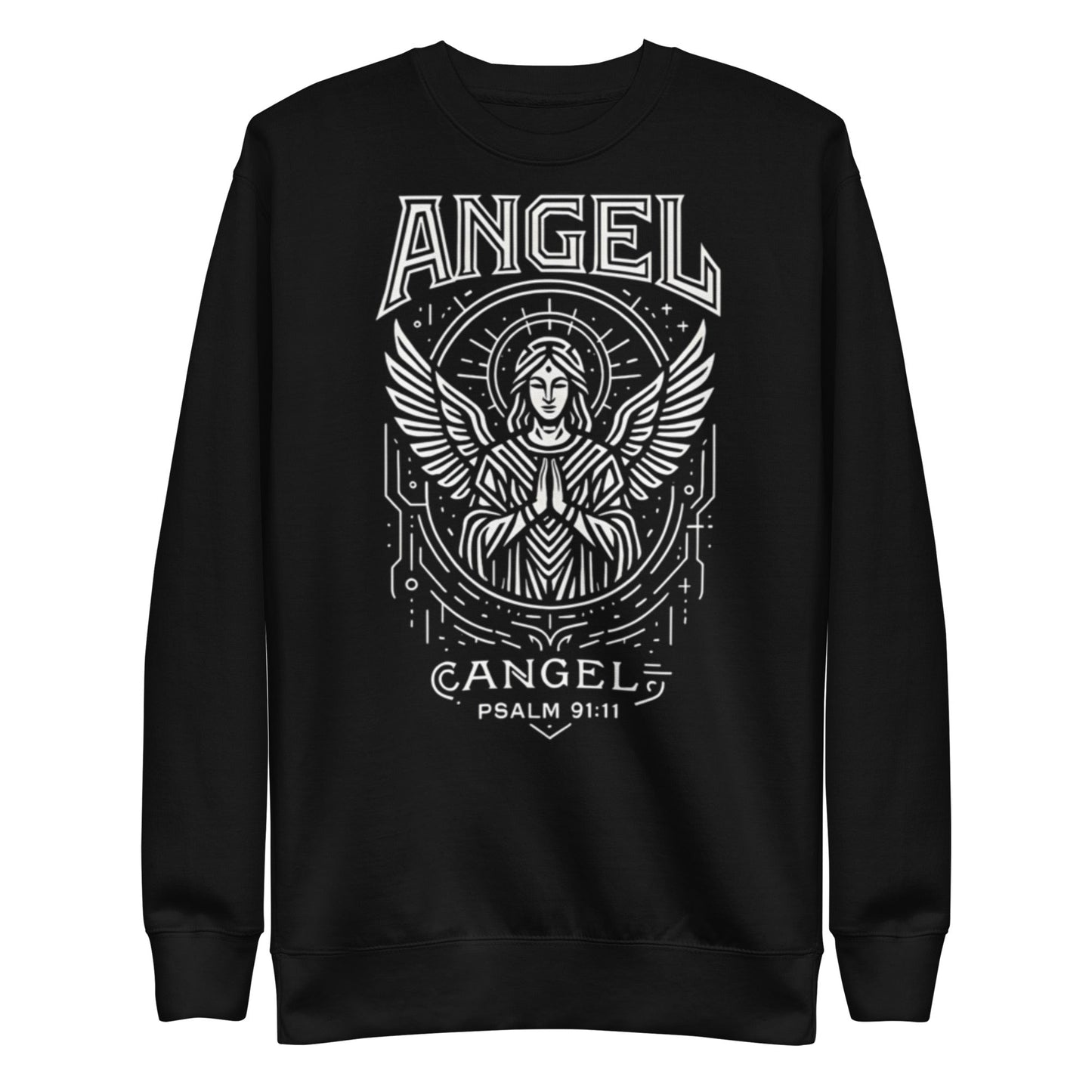 Psalm 91:11 Unisex Black Christian Sweater Angel Faith Design - WPiF