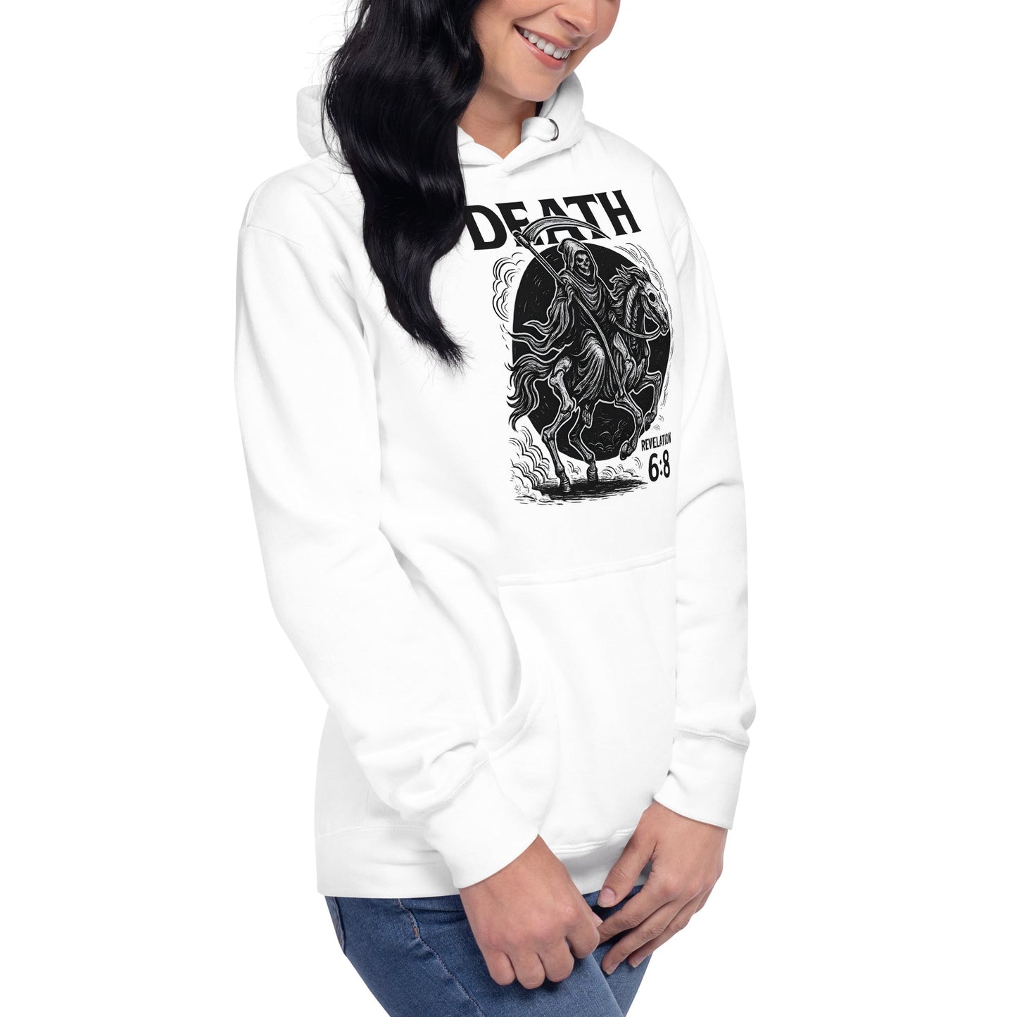 Revelation 6:8 Unisex Black Christian Hoodie Pale Horse Death Rider - WPiF