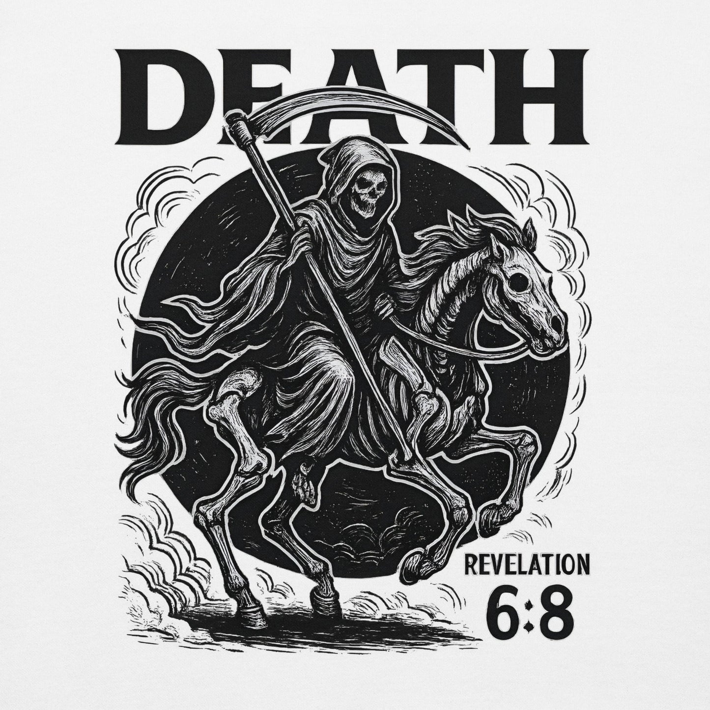 Revelation 6:8 Unisex Black Christian Hoodie Pale Horse Death Rider - WPiF