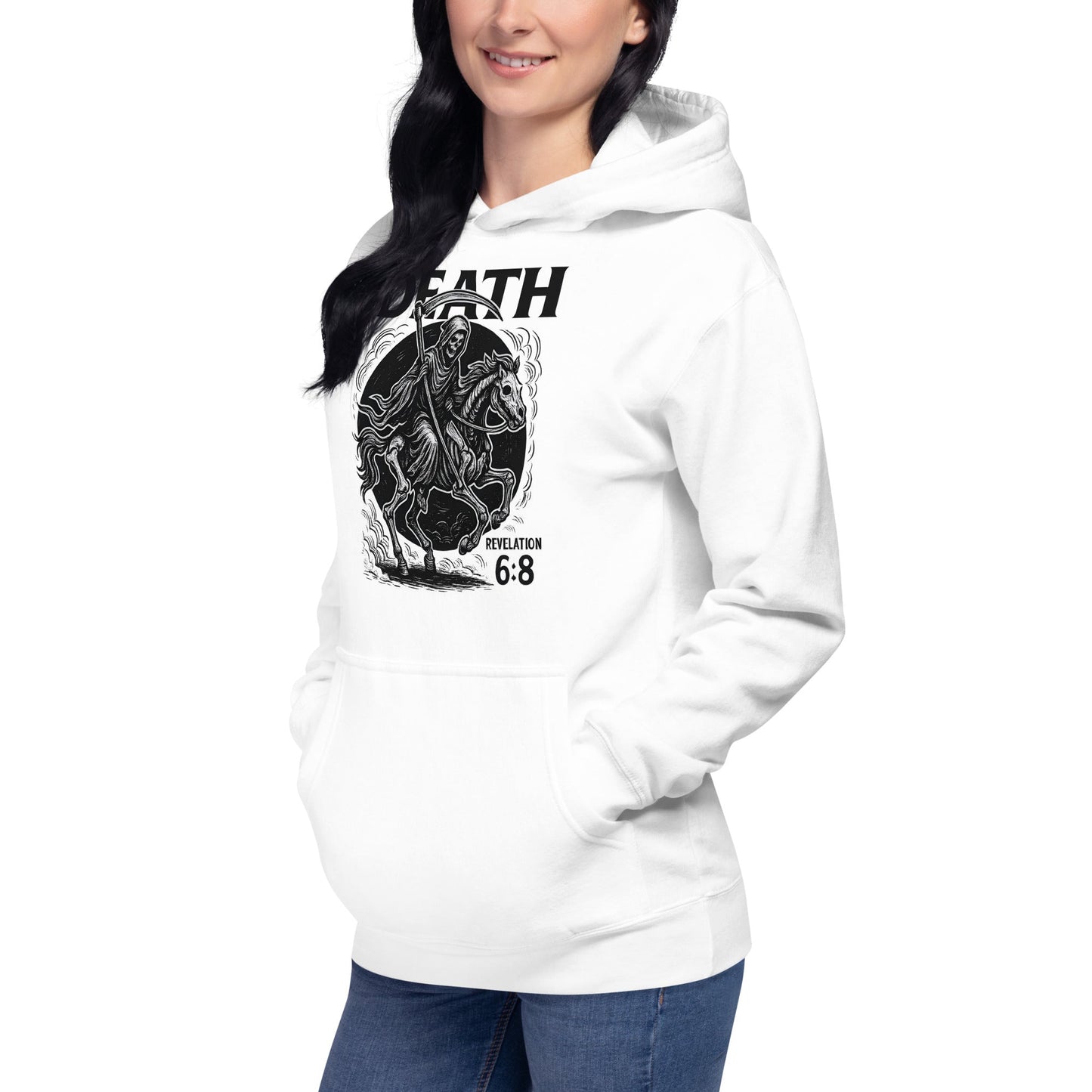 Revelation 6:8 Unisex Black Christian Hoodie Pale Horse Death Rider - WPiF