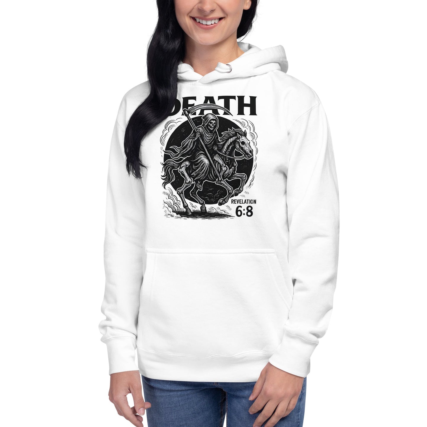 Revelation 6:8 Unisex Black Christian Hoodie Pale Horse Death Rider - WPiF