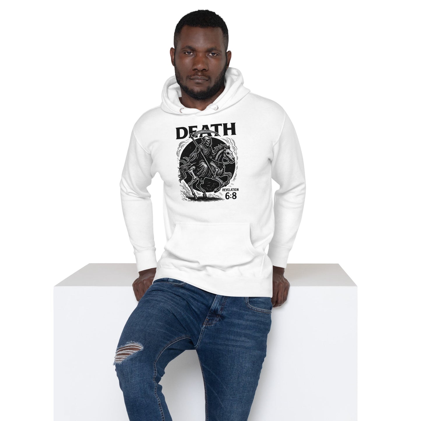 Revelation 6:8 Unisex Black Christian Hoodie Pale Horse Death Rider - WPiF