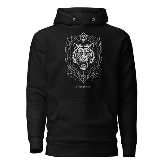 1 Peter 5:8 Unisex Black Christian Hoodie Unique Faith Design - WPiF