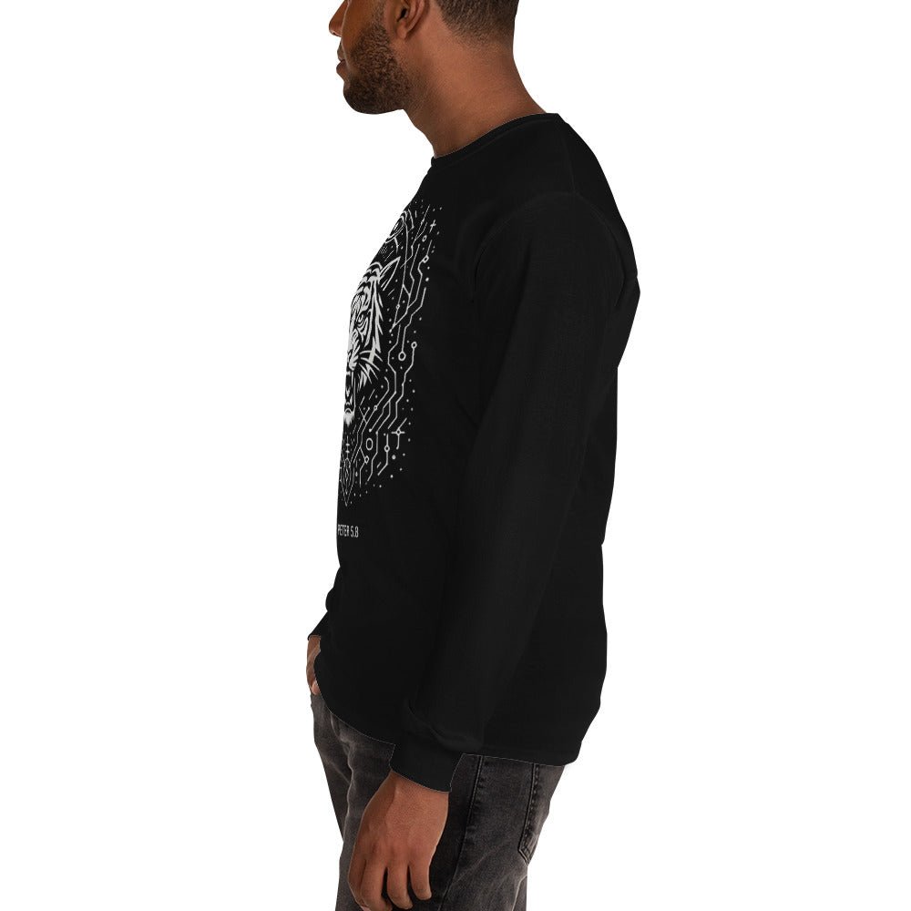 1 Peter 5:8 Unisex Black Christian Long Sleeve Unique Faith Design - WPiF