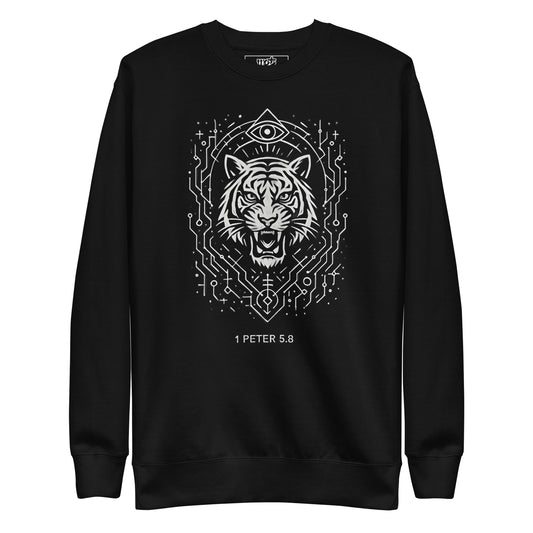 1 Peter 5:8 Unisex Black Christian Sweater Unique Faith Design - WPiF