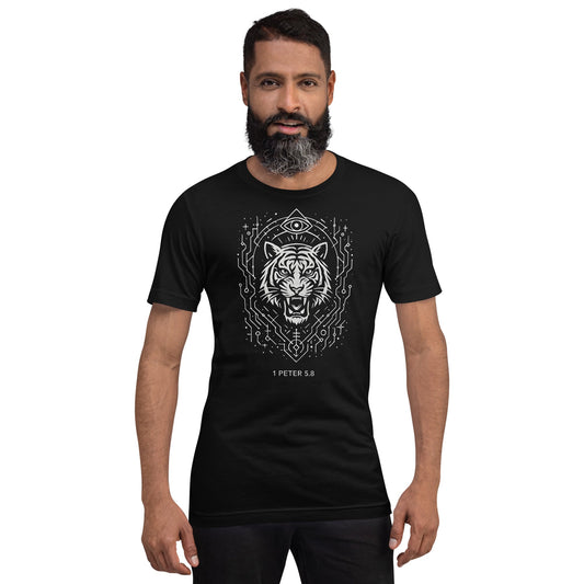 1 Peter 5:8 Unisex Black Christian T Shirt Unique Faith Design - WPiF