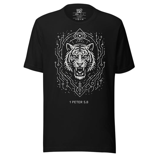 1 Peter 5:8 Unisex Black Christian T Shirt Unique Faith Design - WPiF
