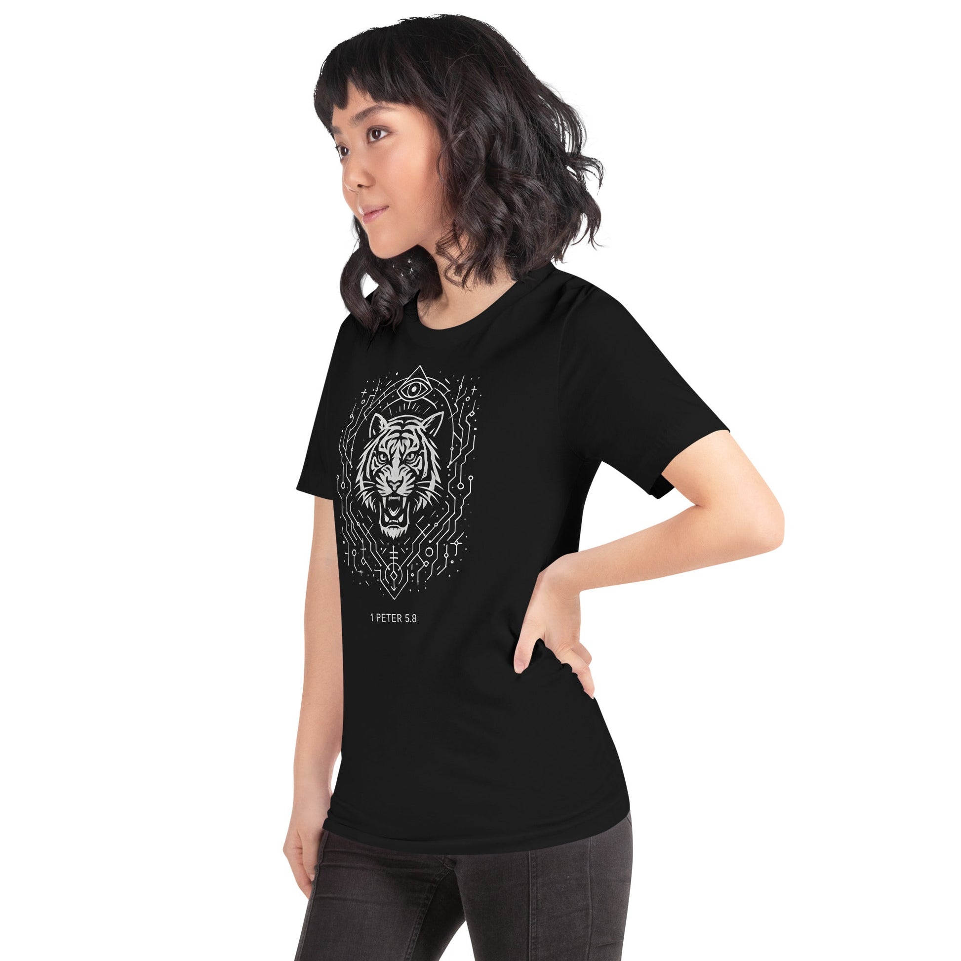 1 Peter 5:8 Unisex Black Christian T Shirt Unique Faith Design - WPiF