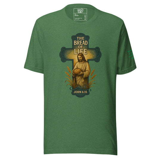 Bread of Life Unisex Green Christian T-Shirt Faith - Inspired Design - WPiF