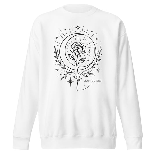 Daniel 12:3 Unisex White Christian Sweater Shine Forever Faith - WPiF