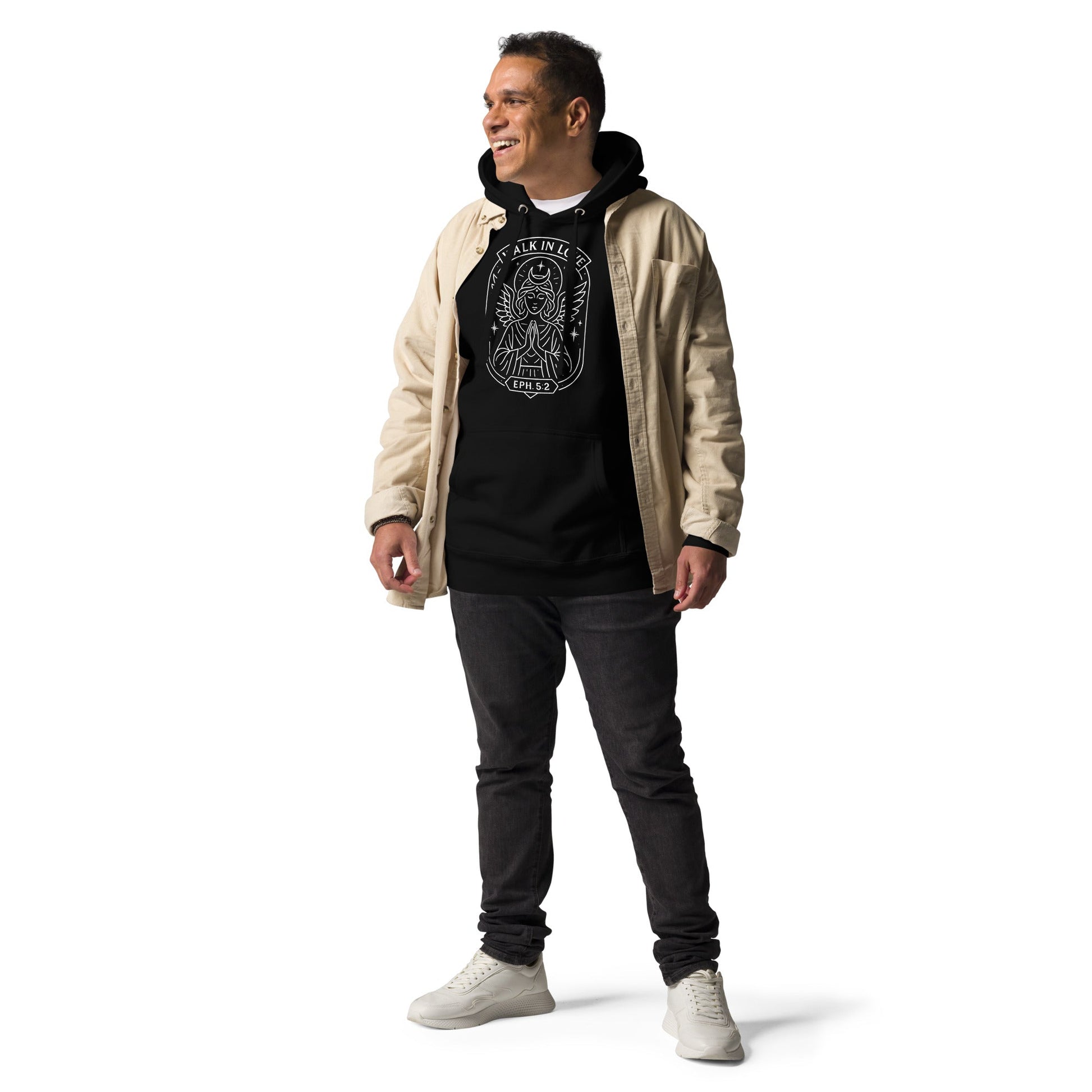 Ephesians 5:2 Unisex White Christian Hoodie Walk in Love Verse Design - WPiF
